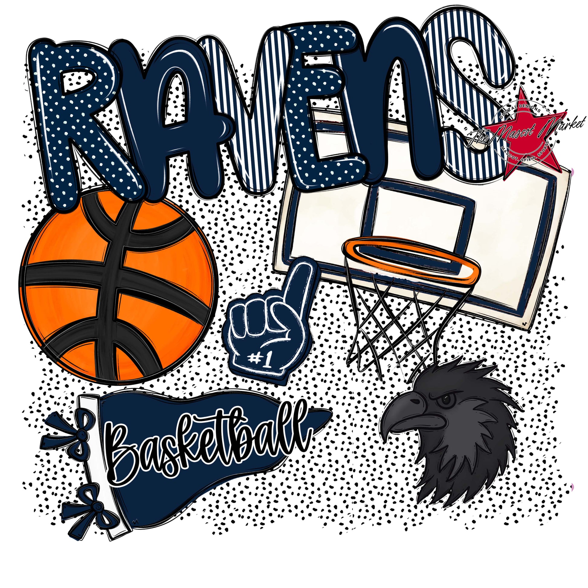 Ravens Basketball Spirit-Navy