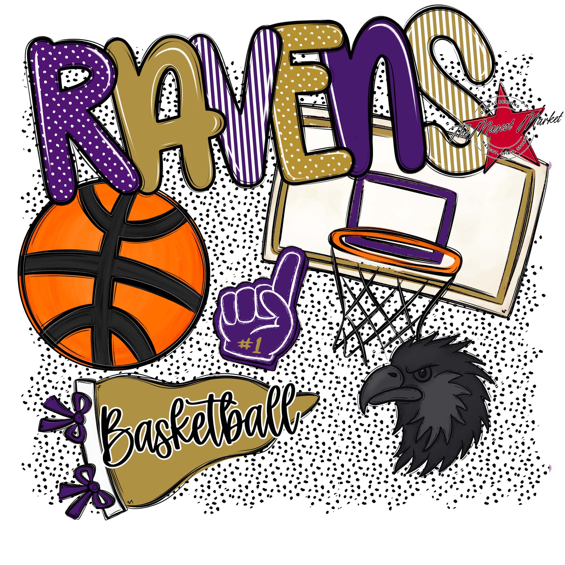 Ravens Basketball Spirit-Purple & Gold