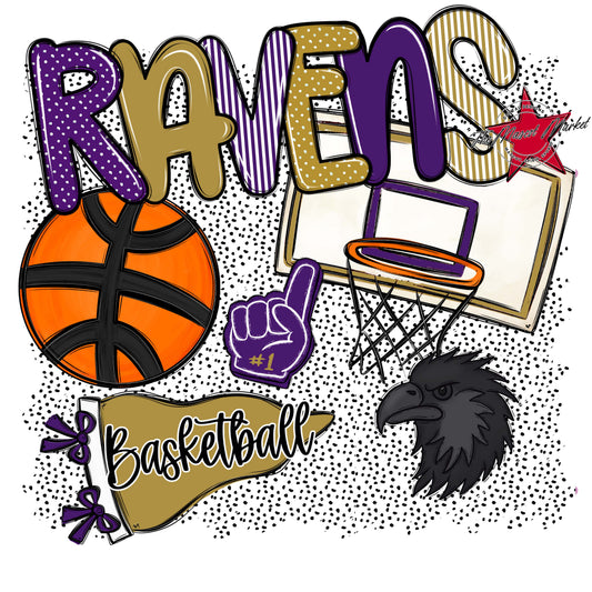 Ravens Basketball Spirit-Purple & Gold