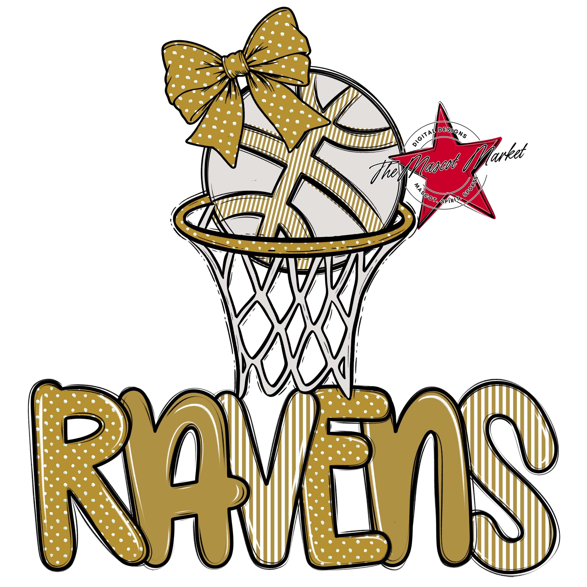Ravens Basketball Spirit Design-Gold