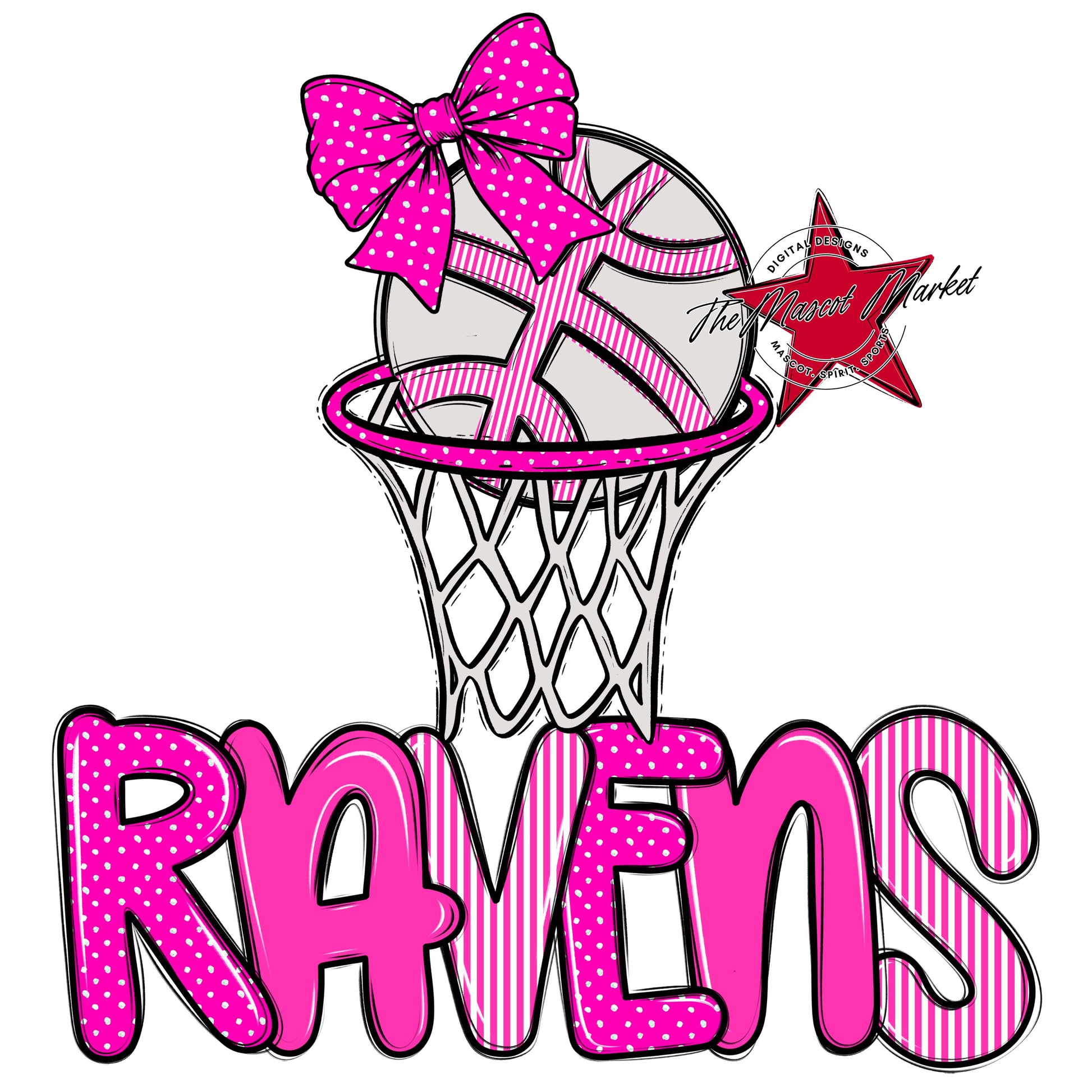Ravens Basketball Spirit Design-Pink