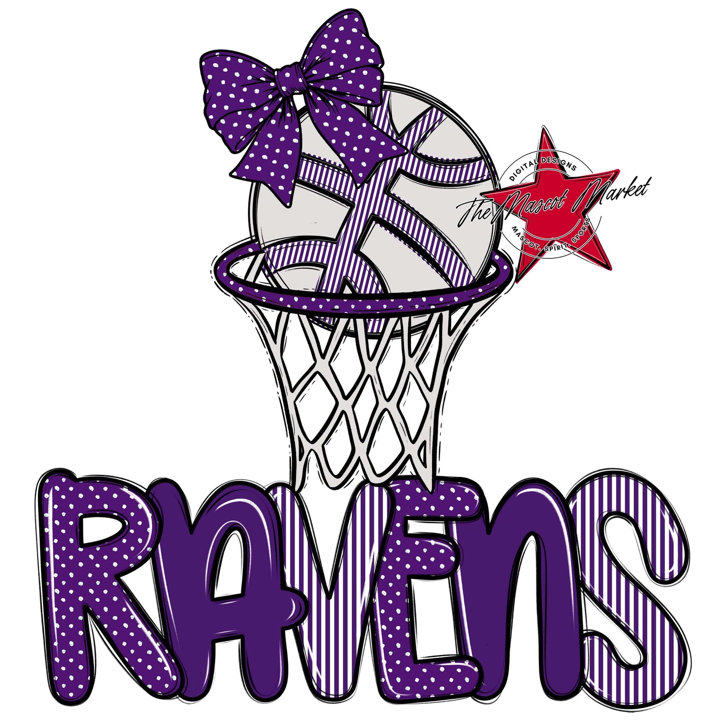 Ravens Basketball Spirit Design-Purple