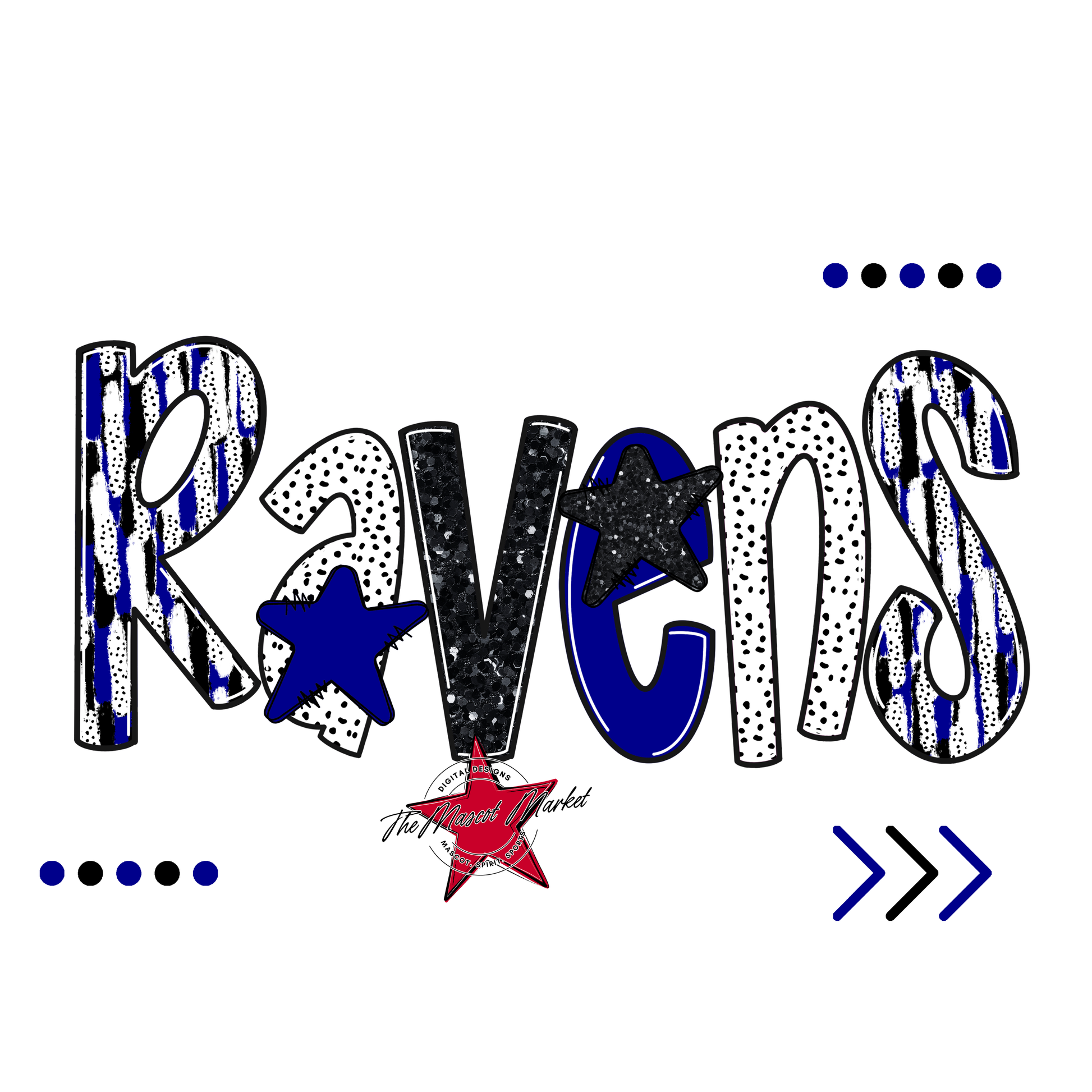 Ravens Brushstroke Alpha w Arrows-Blue