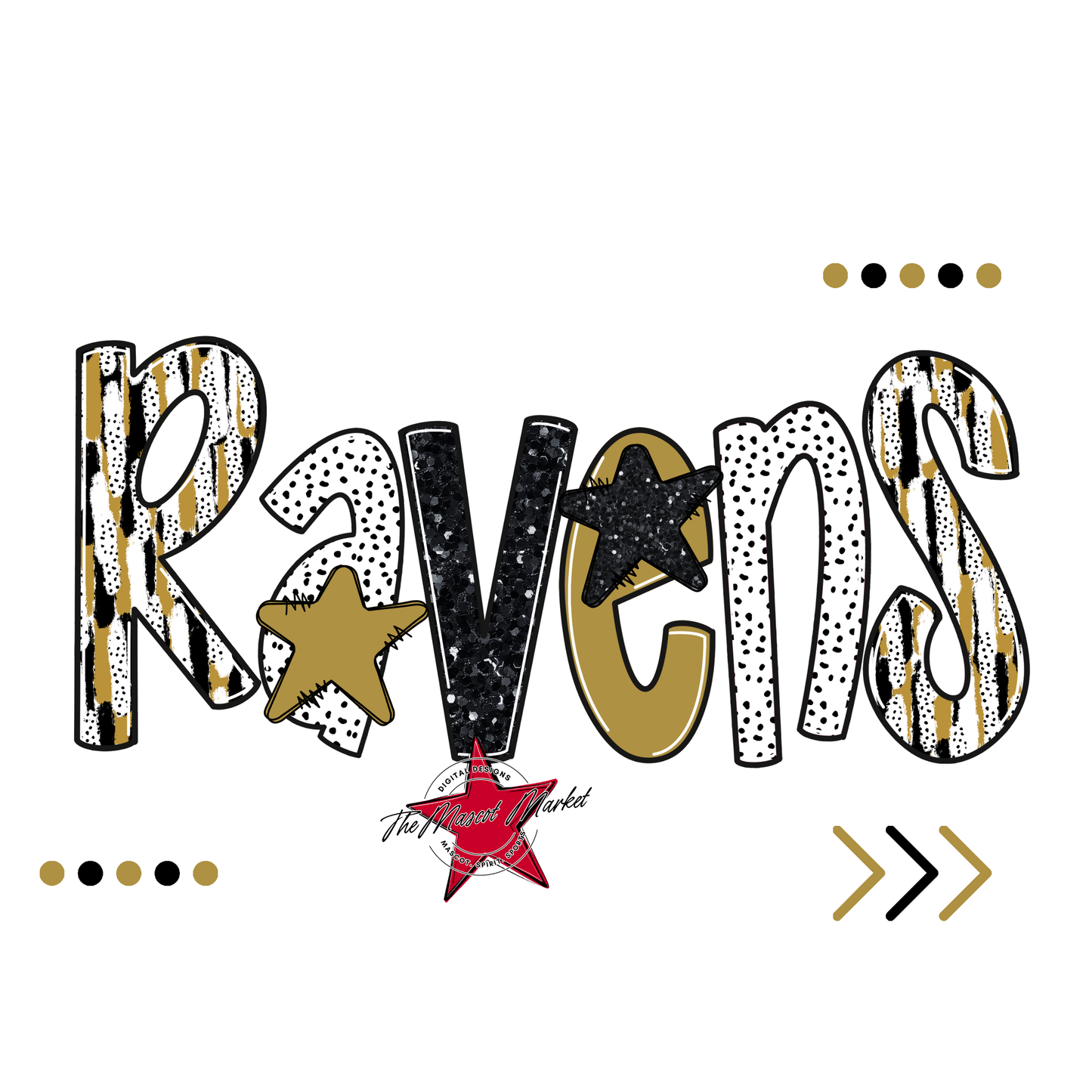 Ravens Brushstroke Alpha w Arrows-Gold