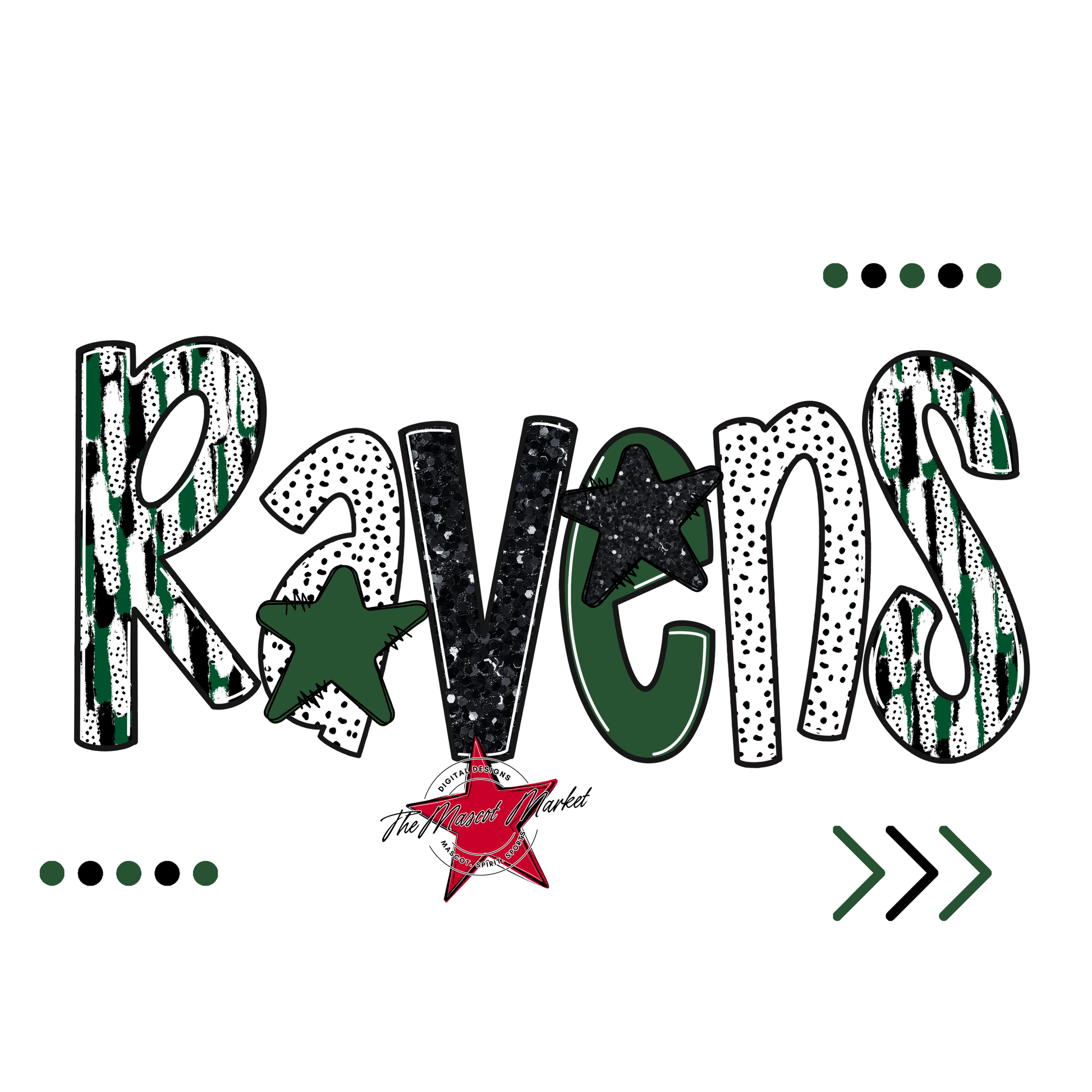 Ravens Brushstroke Alpha w Arrows-Green