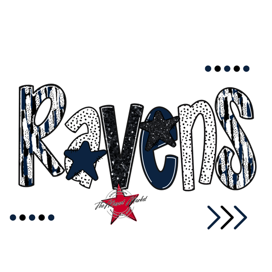Ravens Brushstroke Alpha w Arrows-Navy