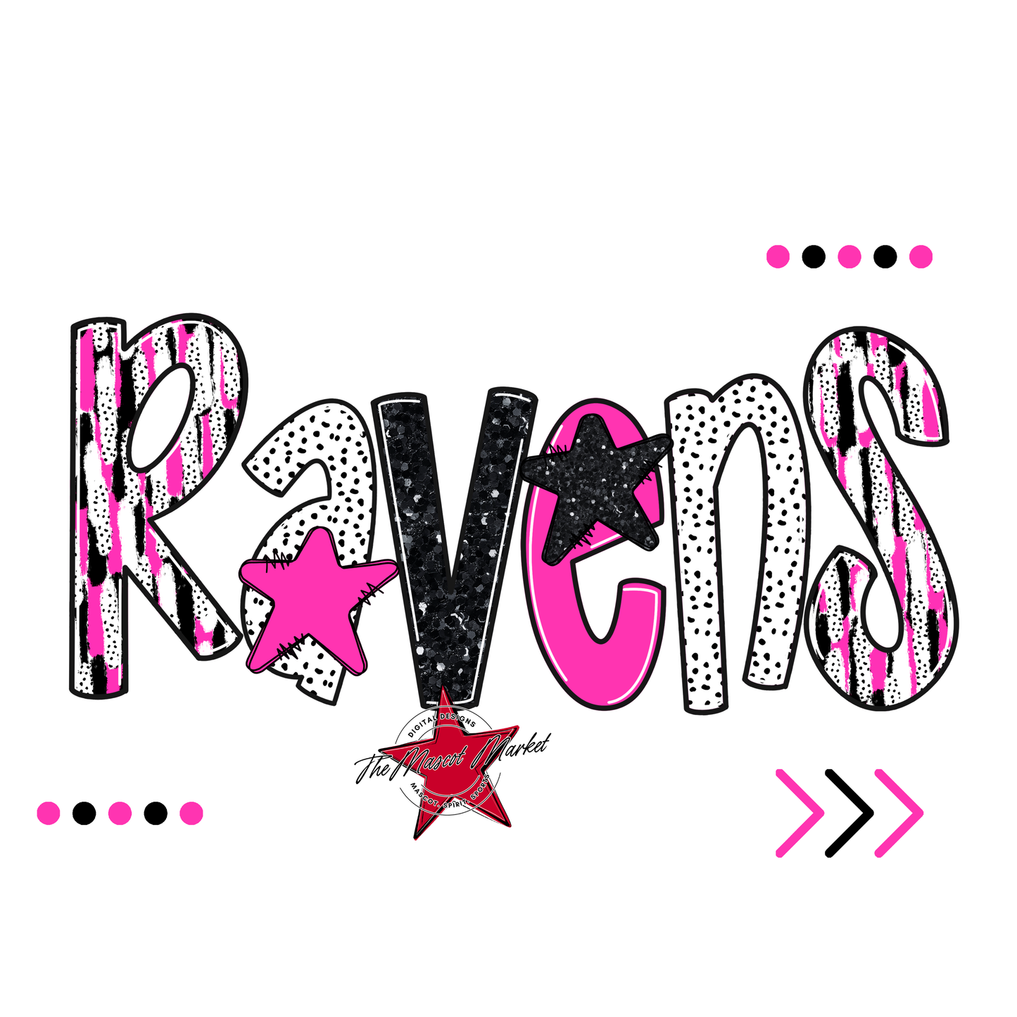 Ravens Brushstroke Alpha w Arrows-Pink