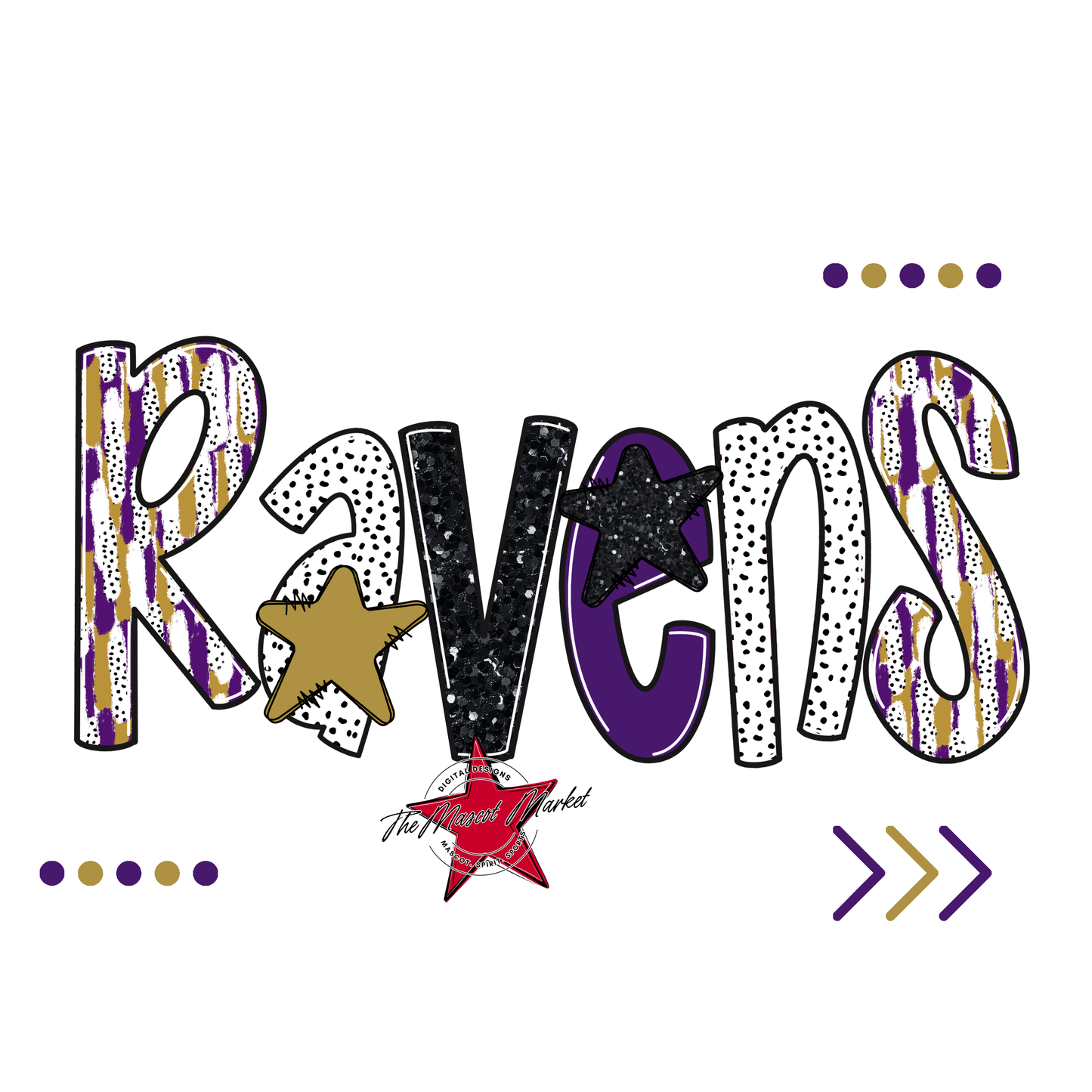 Ravens Brushstroke Alpha w Arrows-Purple-Gold