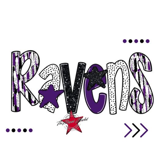 Ravens Brushstroke Alpha w Arrows-Purple