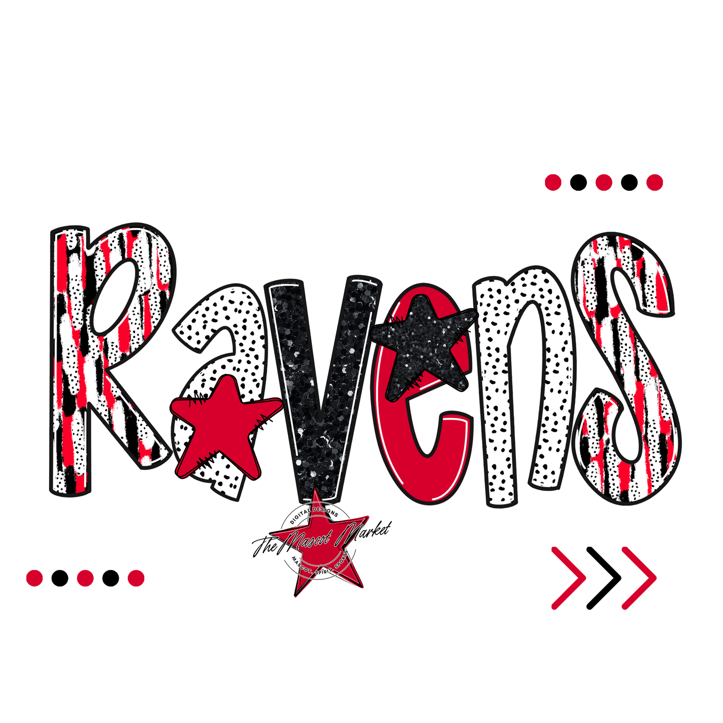 Ravens Brushstroke Alpha w Arrows-Red