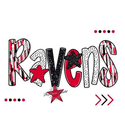 Ravens Brushstroke Alpha w Arrows-Red
