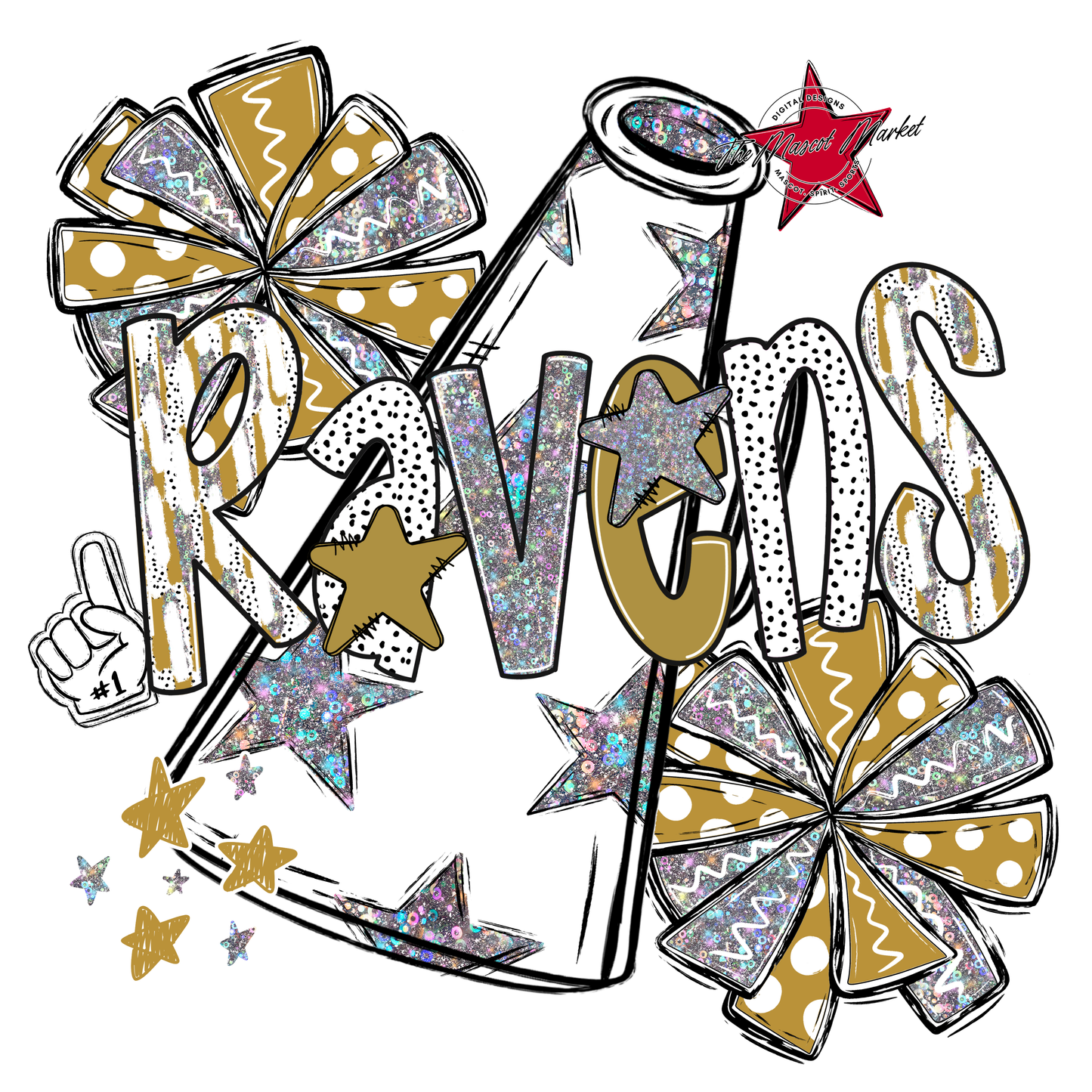 Ravens Cheer Megaphone Scrape-Gold