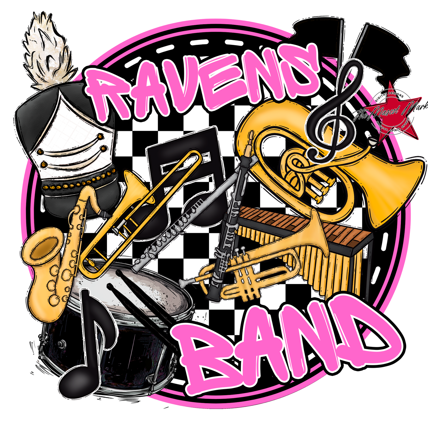 Ravens Circle Band Design-Baby Pink