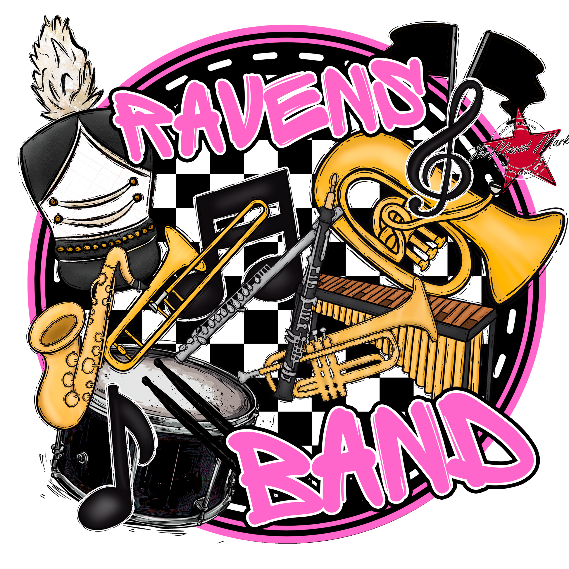 Ravens Circle Band Design-Baby Pink