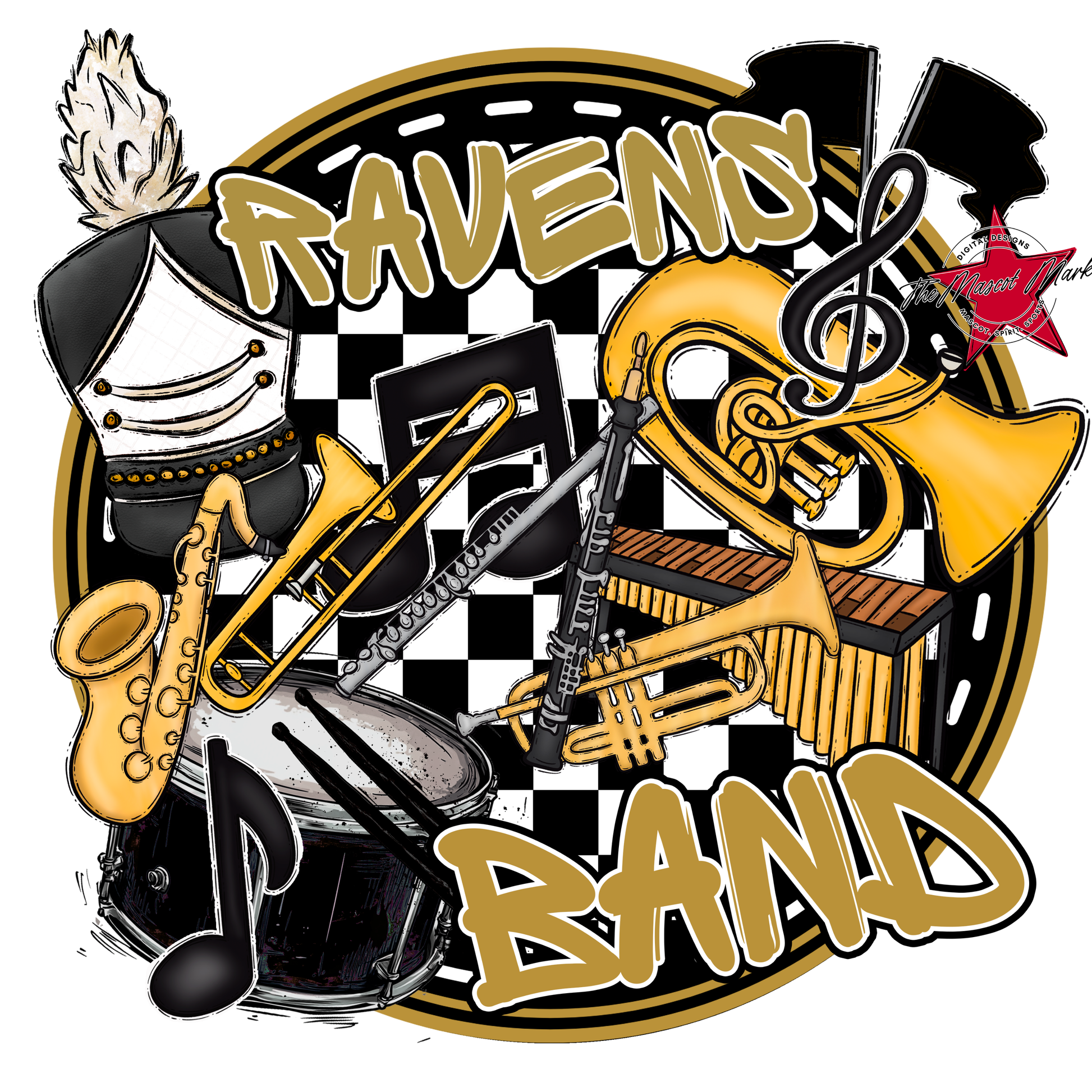 Ravens Circle Band Design-Gold
