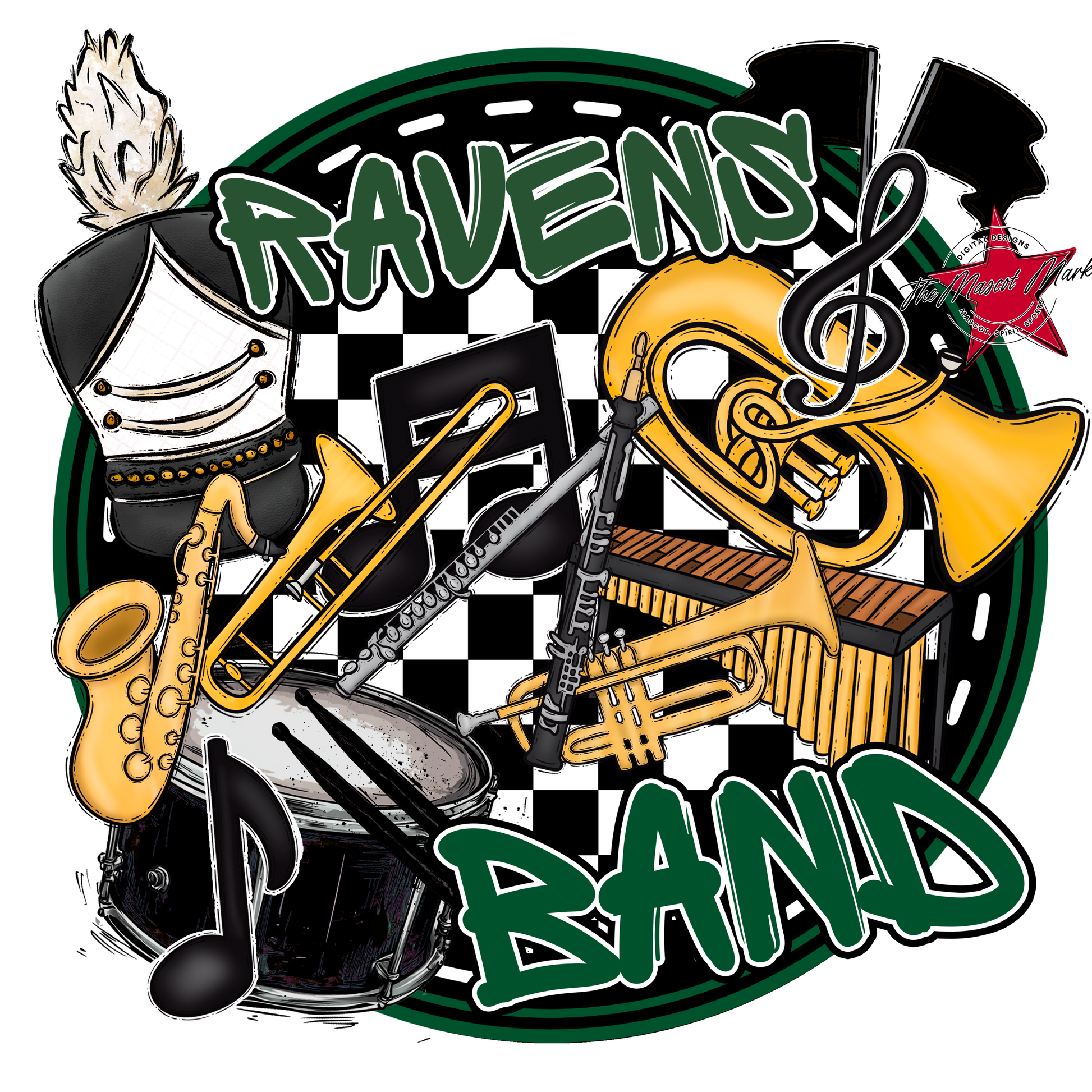 Ravens Circle Band Design-Green