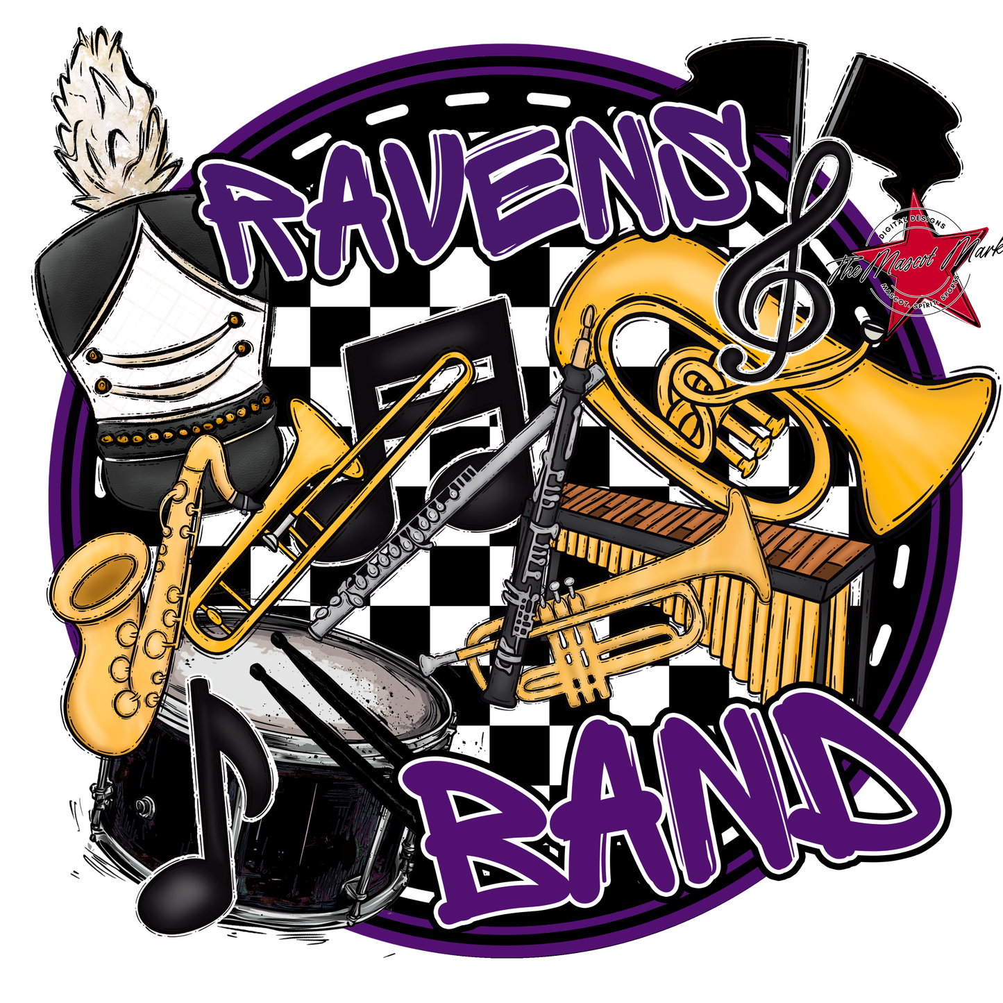 Ravens Circle Band Design-Purple
