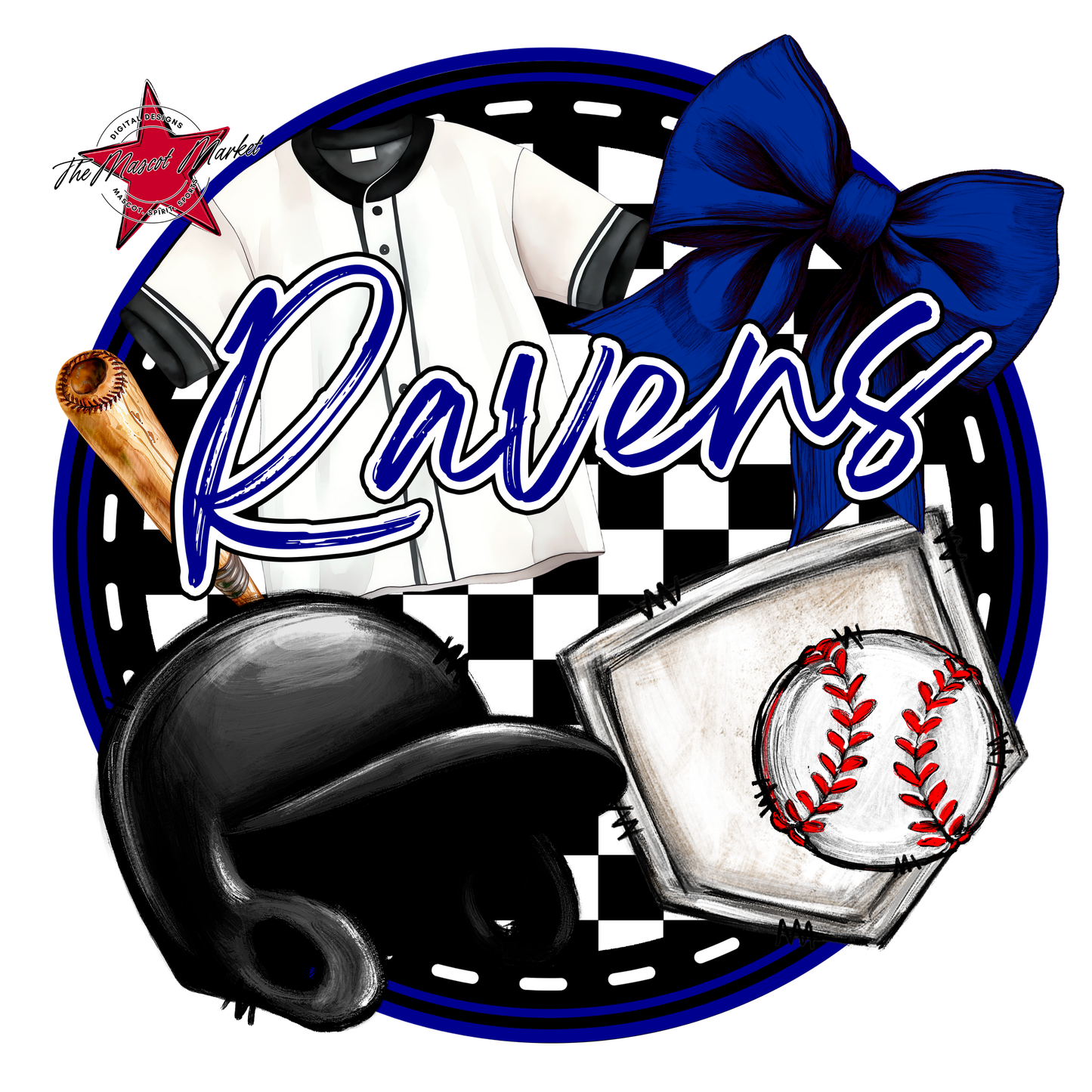 Ravens Circle Baseball Design-Blue