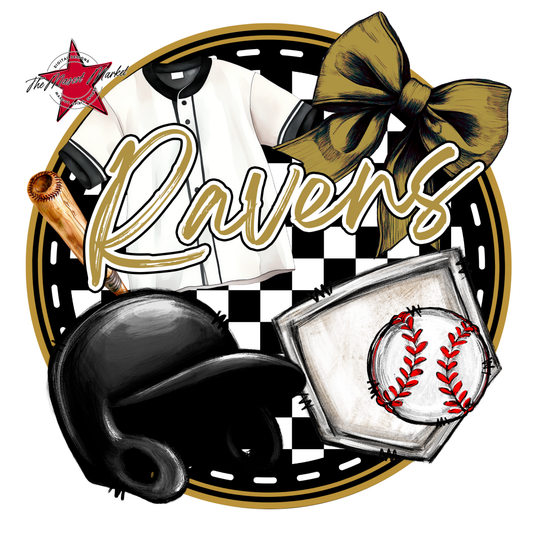 Ravens Circle Baseball Design-Gold