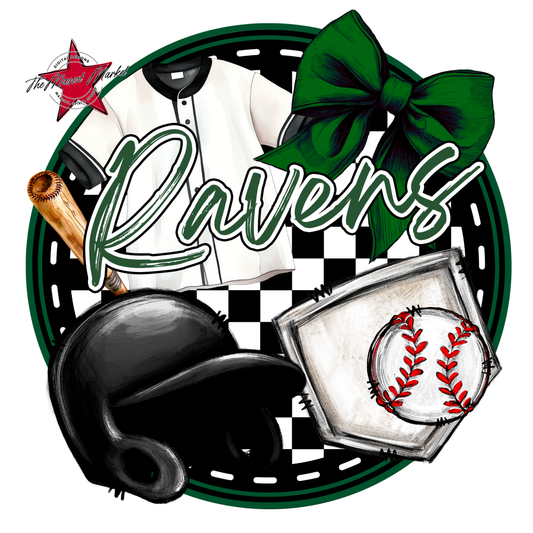 Ravens Circle Baseball Design-Green
