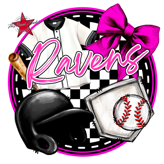 Ravens Circle Baseball Design-Pink