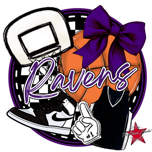 Ravens Circle Basketball Design-Purple