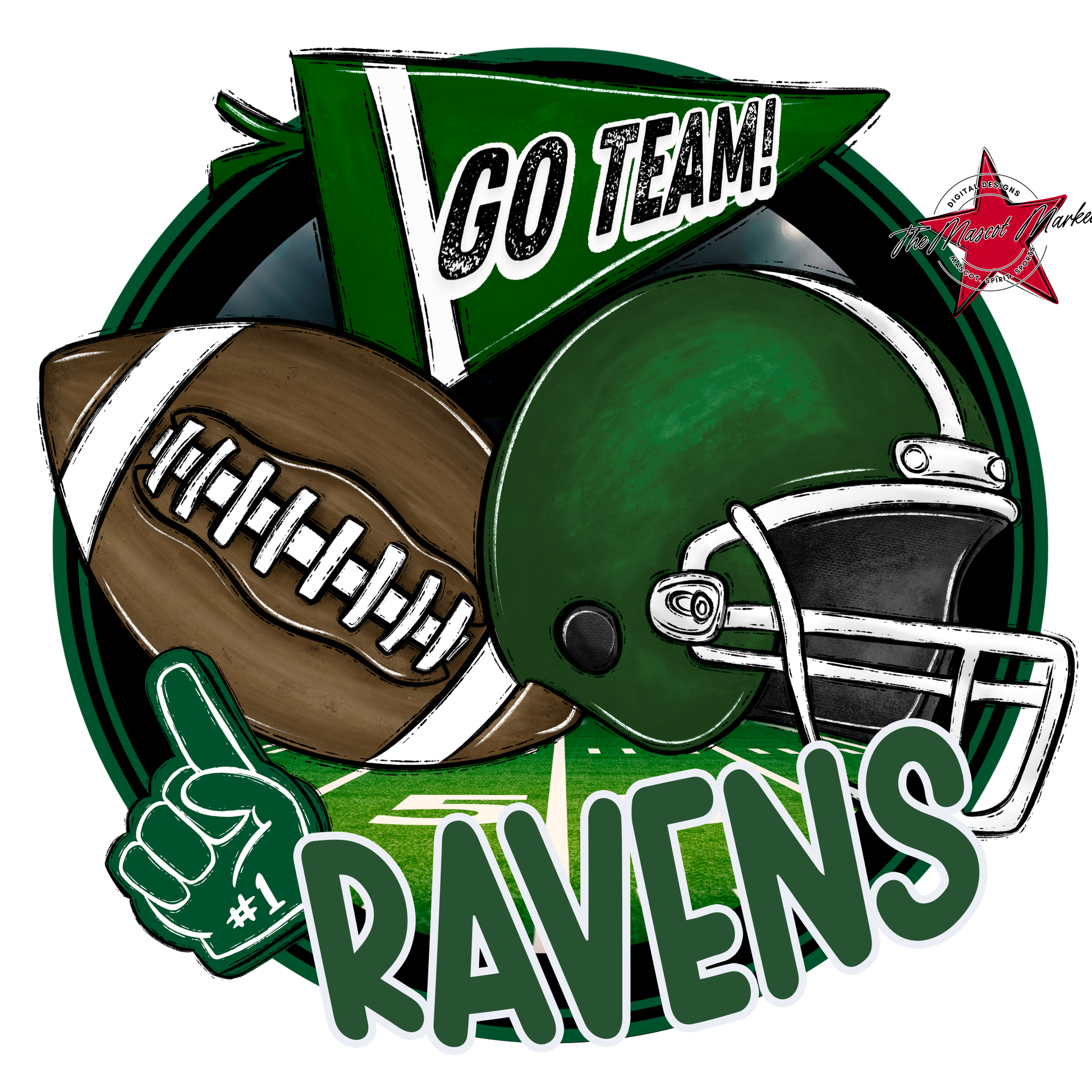 Ravens Circle Football Design-Green