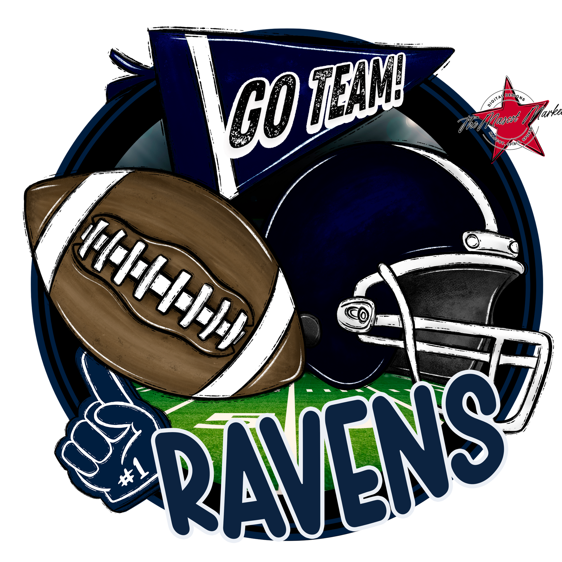 Ravens Circle Football Design-Navy