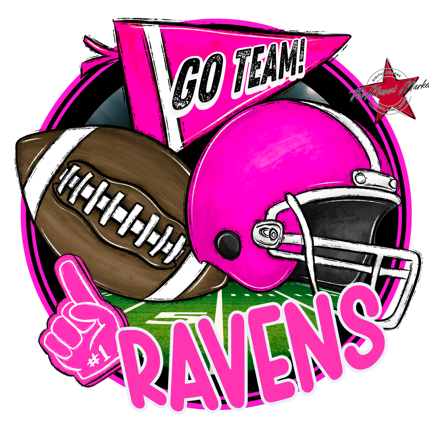 Ravens Circle Football Design-Pink