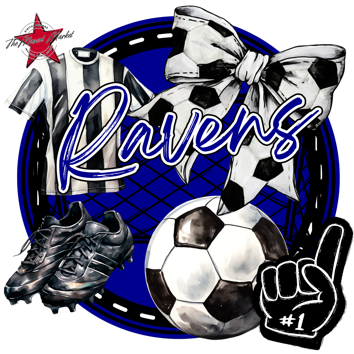 Ravens Circle Soccer Design-Blue