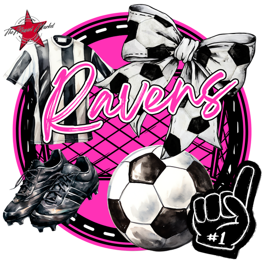 Ravens Circle Soccer Design-Pink