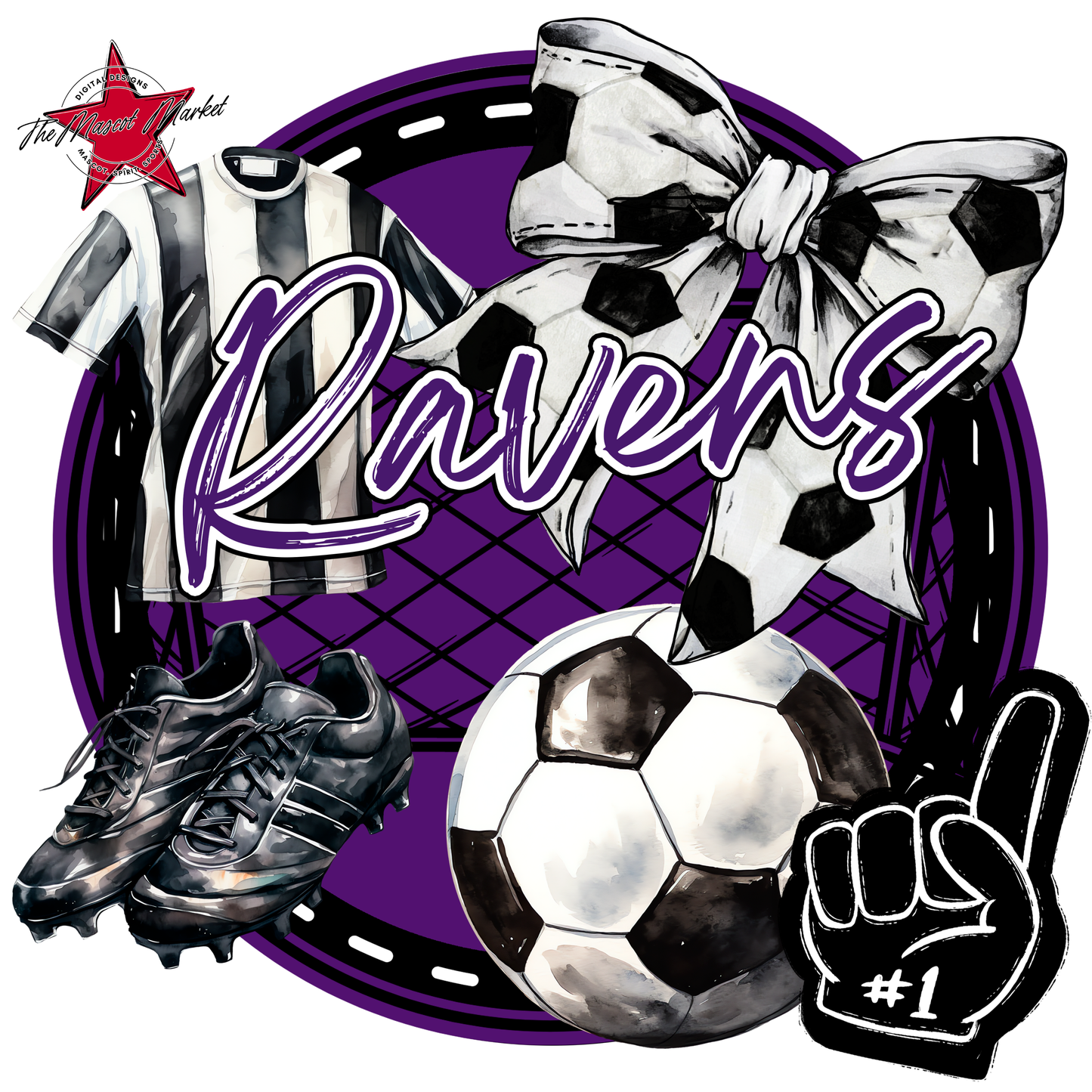 Ravens Circle Soccer Design-Purple
