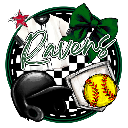 Ravens Circle Softball Design-Green