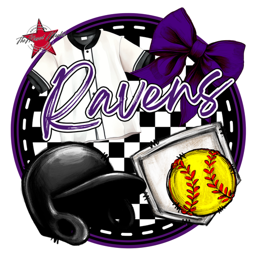 Ravens Circle Softball Design-Purple