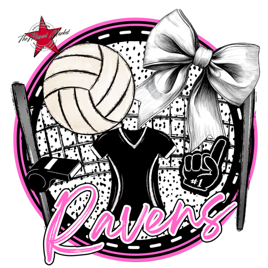 Ravens Circle Volleyball Design-Baby Pink
