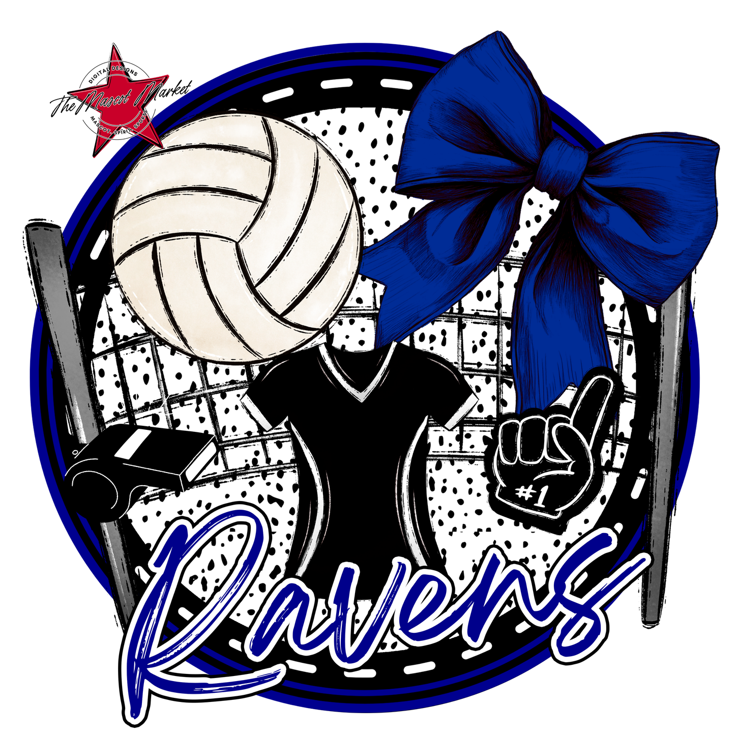 Ravens Circle Volleyball Design-Blue