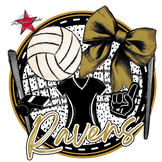 Ravens Circle Volleyball Design-Gold