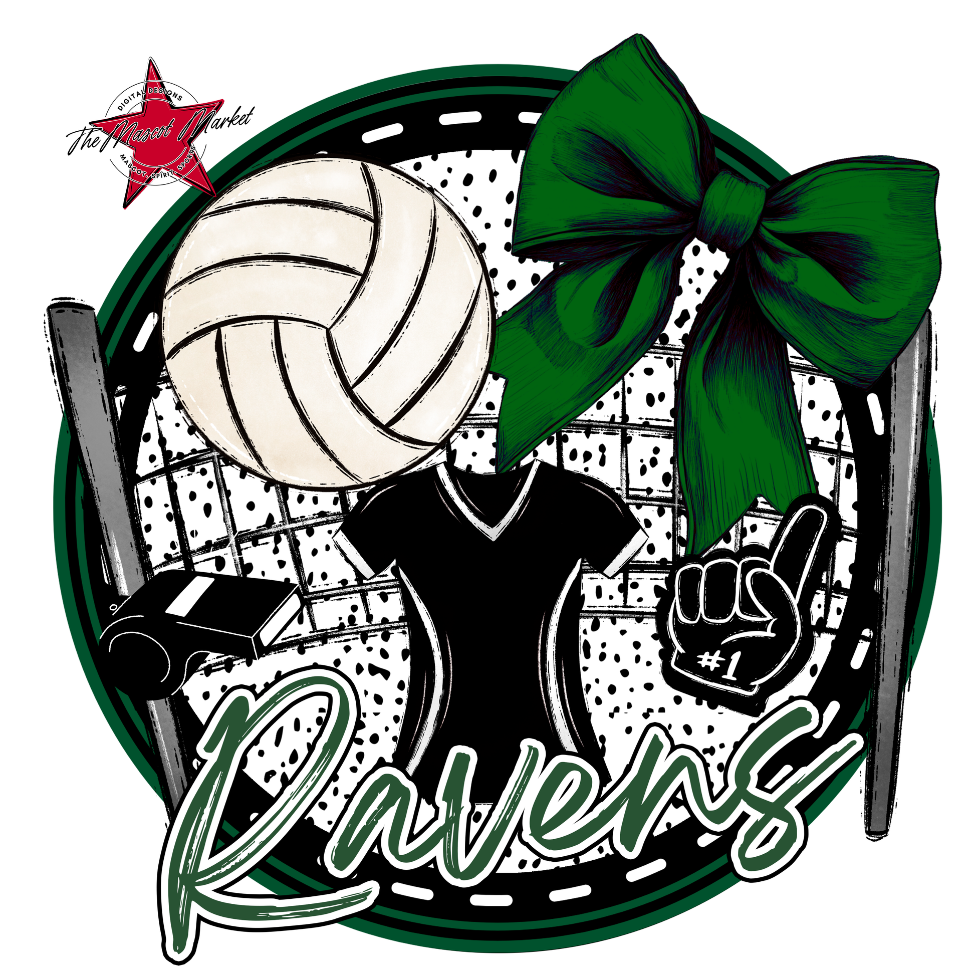 Ravens Circle Volleyball Design-Green