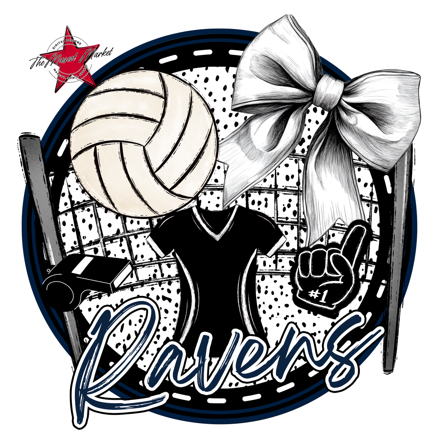 Ravens Circle Volleyball Design-Navy