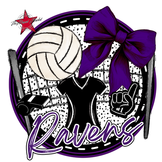 Ravens Circle Volleyball Design-Purple