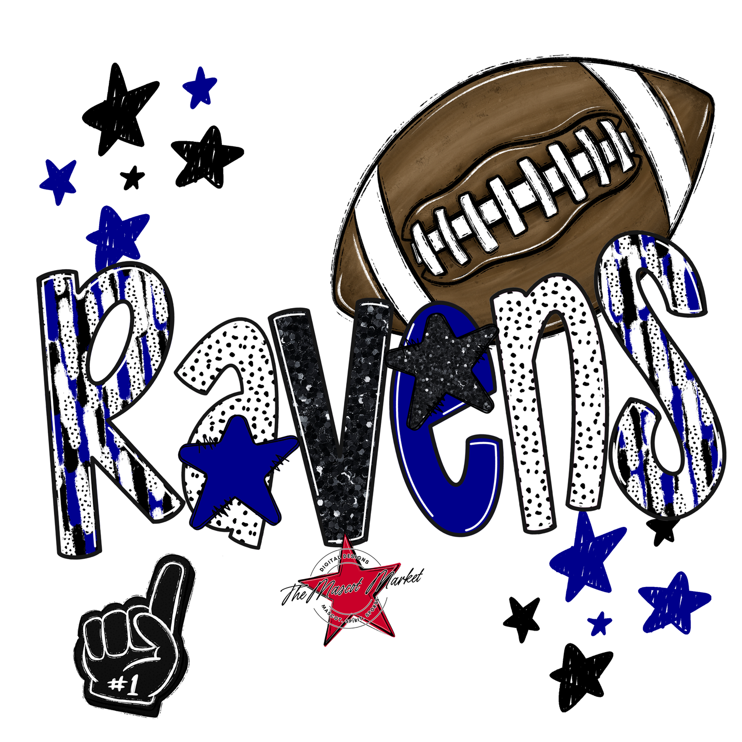 Ravens Football Scrape-Blue