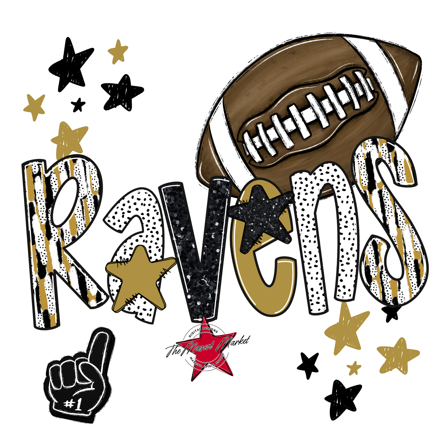 Ravens Football Scrape-Gold