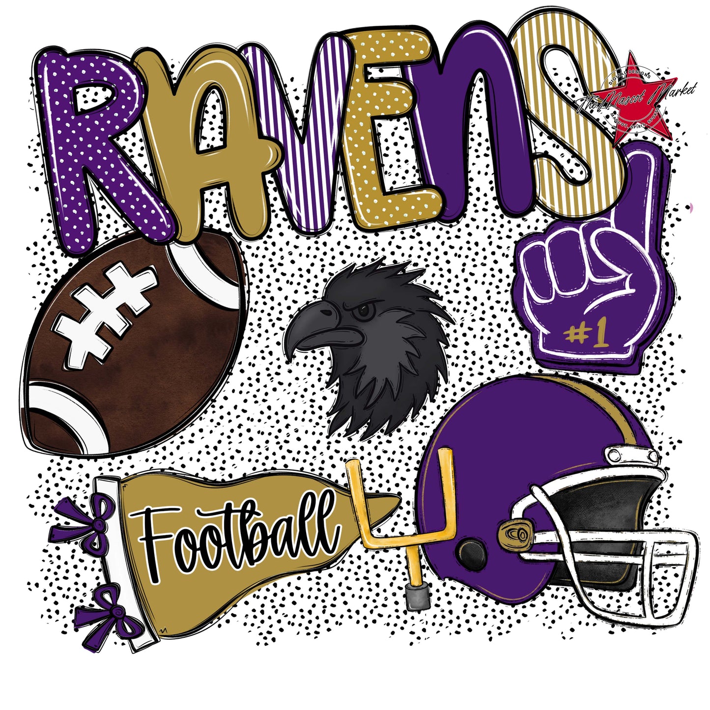 Ravens Football Spirit-Purple & Gold