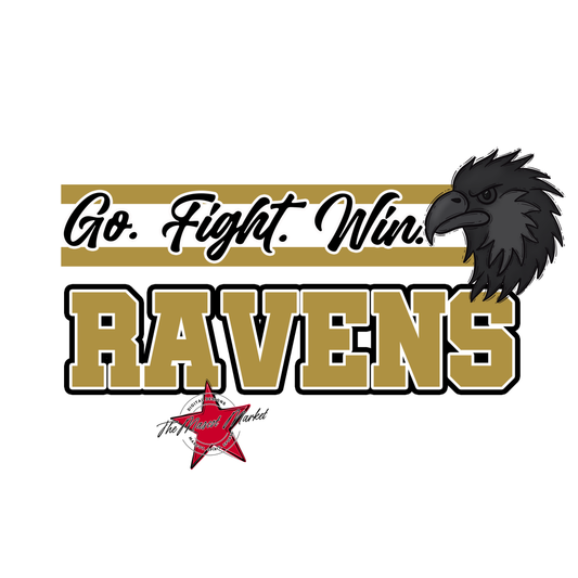 Ravens Go Fight Win Mascot Lines-Gold