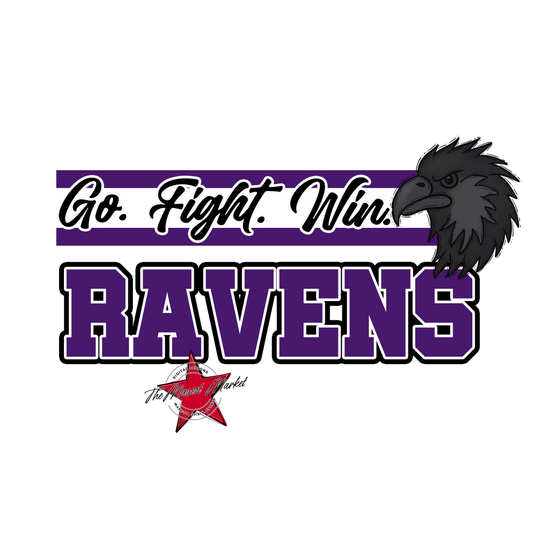 Ravens Go Fight Win Mascot Lines-Purple