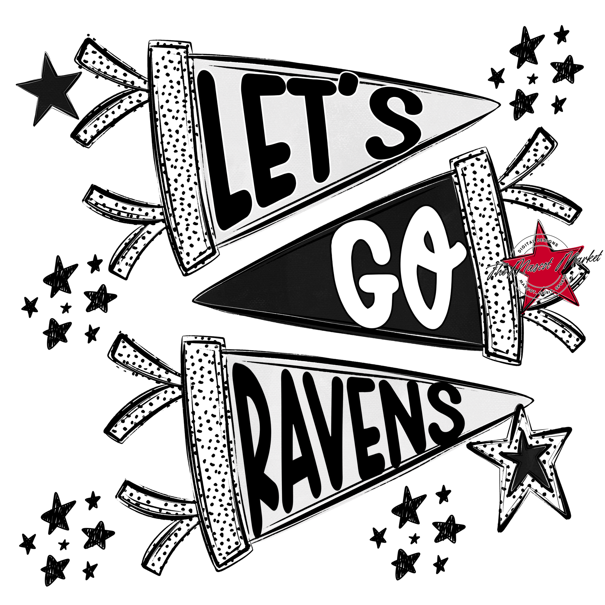 Ravens Let's Go Flag Design-Black