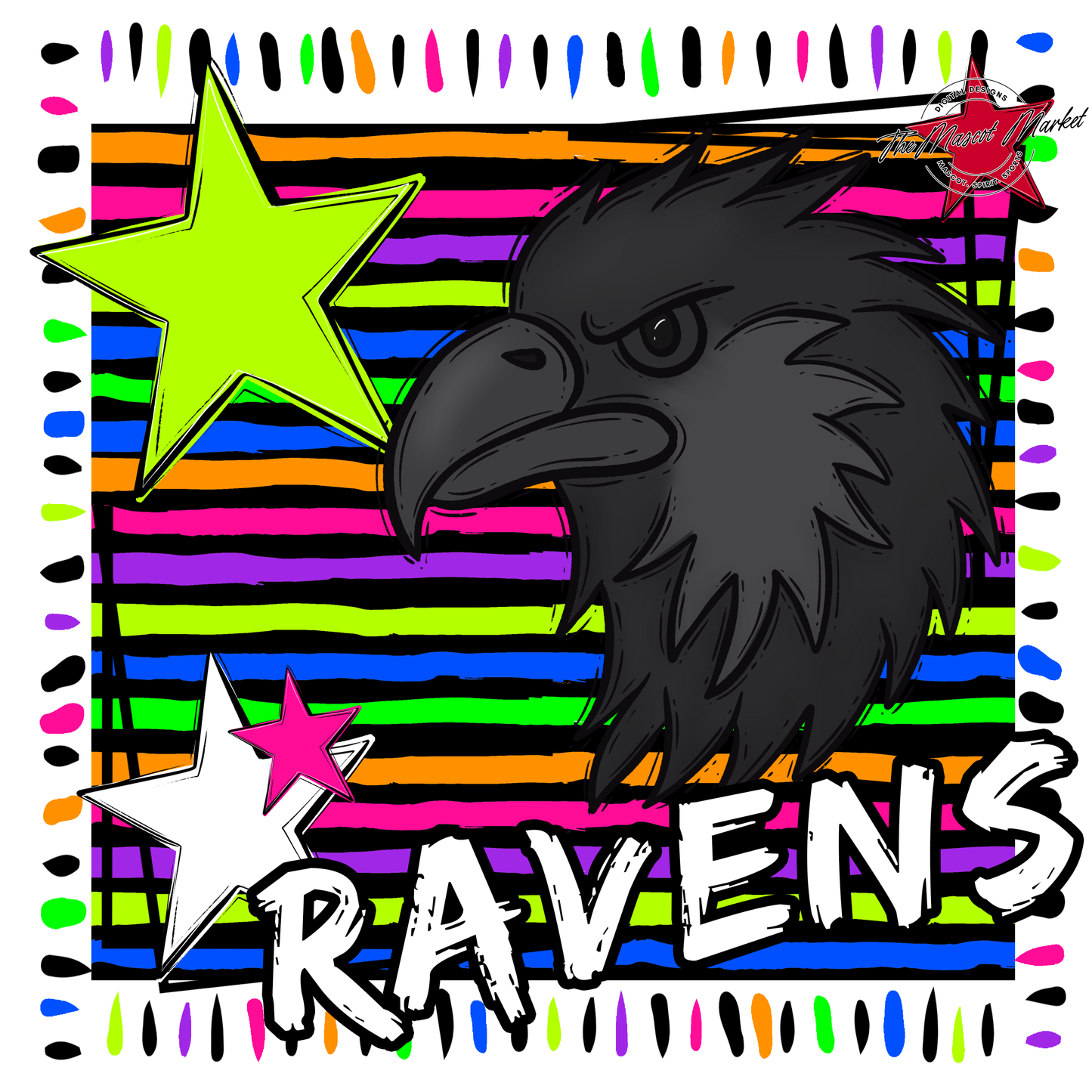 Ravens Mascot Frame-Neon Black