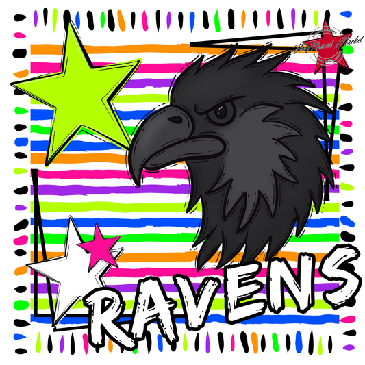 Ravens Mascot Frame-Neon White