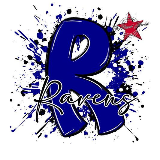 Ravens Mascot Splatter-Blue