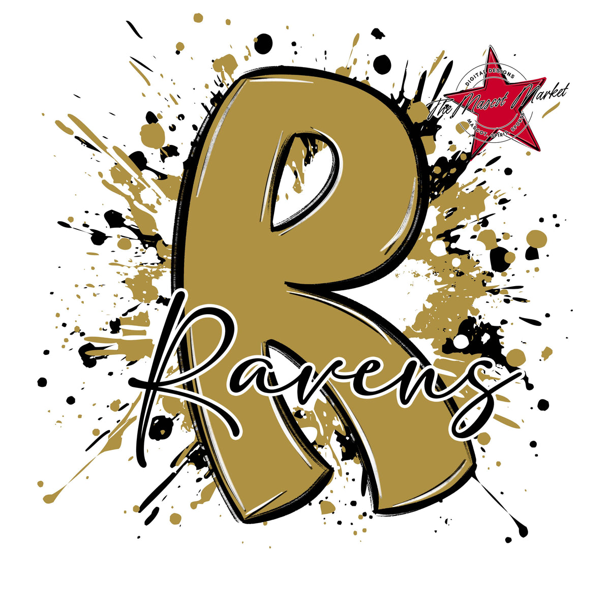 Ravens Mascot Splatter-Gold
